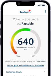 Application mobile affichant une cote de crédit dans Guide Crédit.